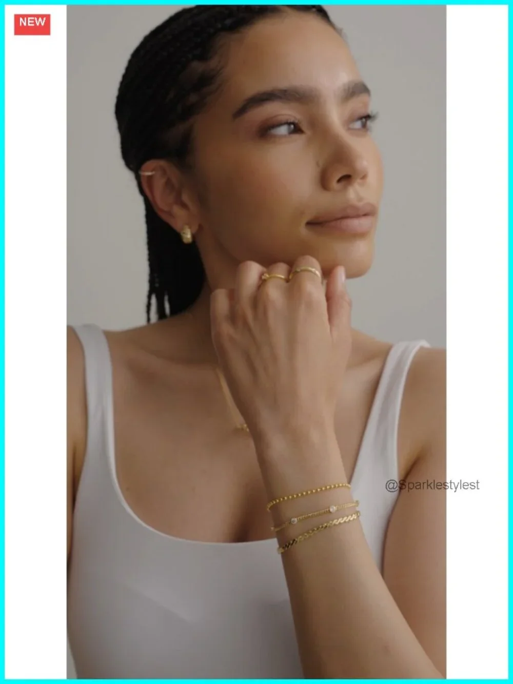 18K Gold Plated Chain Bracelet Pack for Women Stackable Paperclip Snake Rope